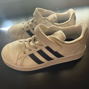 Adidas Kids White and Black Strap Sneakers